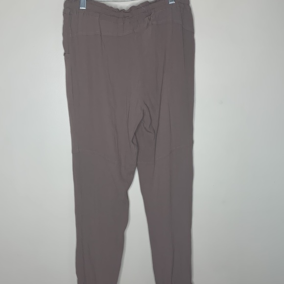 MOD REF | Light Brown Drawstring Waist Button Front Cotton Linen Wide Leg Pants - Picture 7 of 13